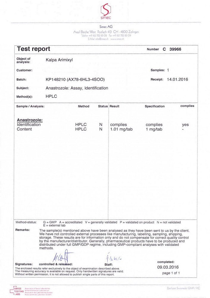 Arimixyl Lab Test