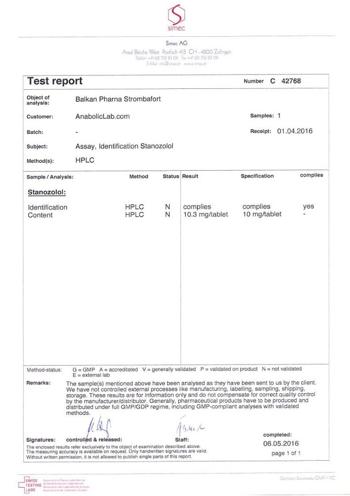 Balkan Strombafort Lab Test