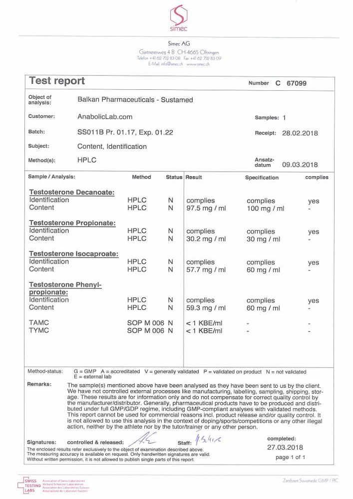 Balkan Sustamed Lab Test