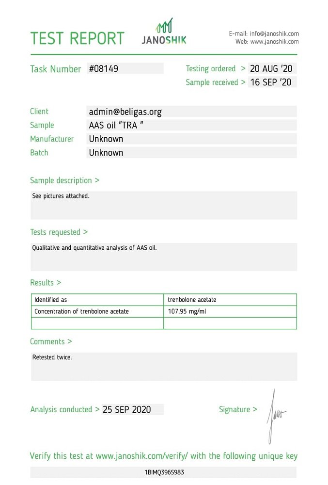 Beligas Acro-Trenbolone Lab Test