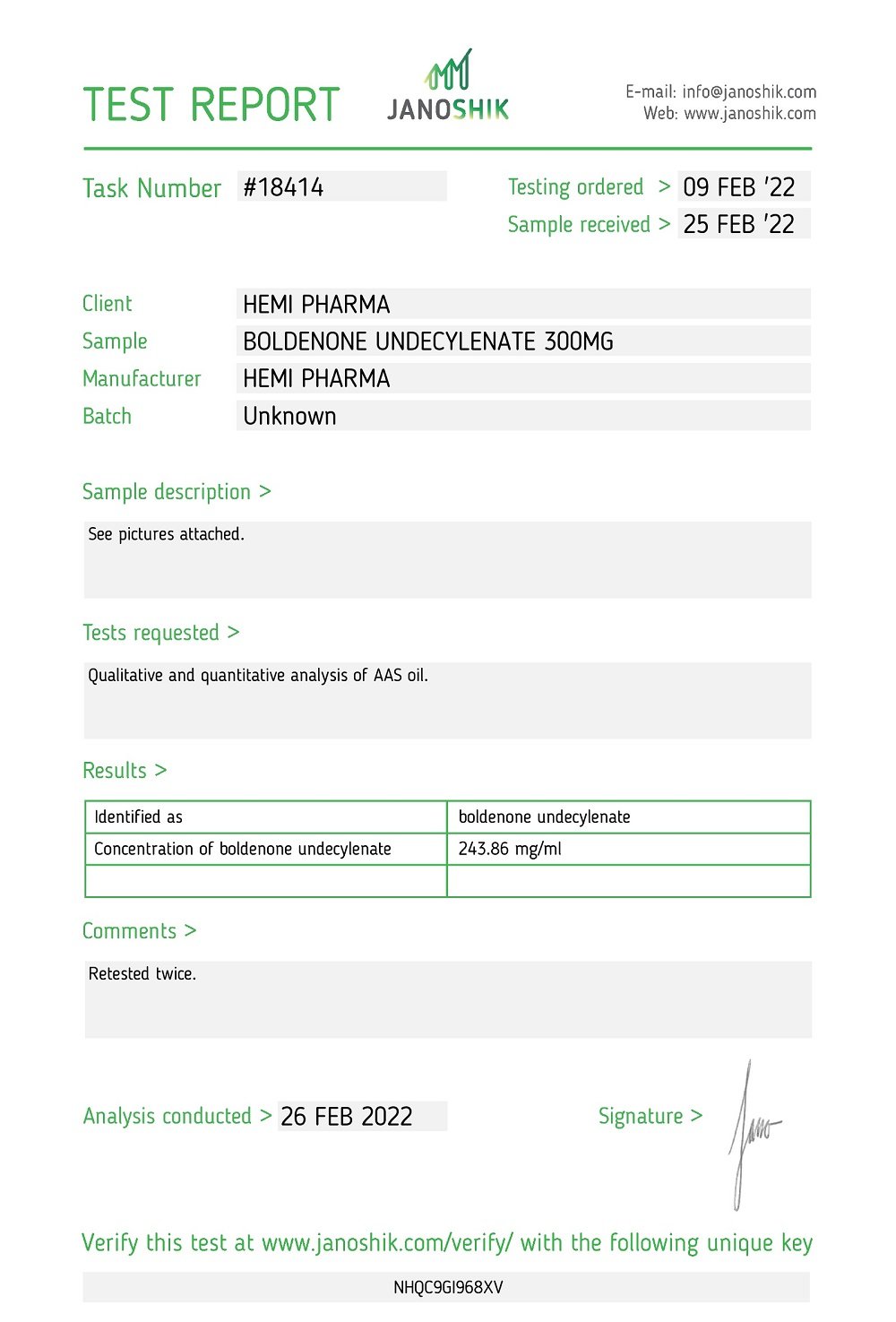 Hemi Pharma Equipoise Lab Test Report