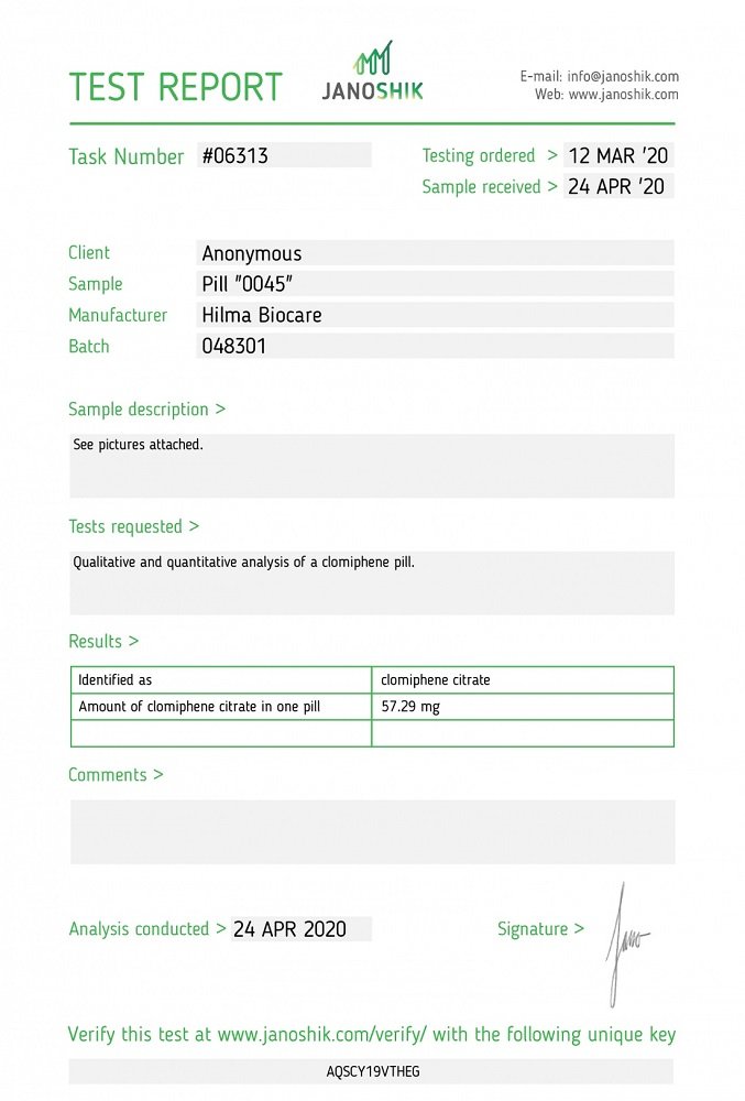 Hilma Clomiphene Lab Test