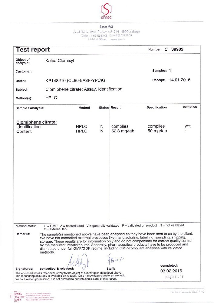 Clomixyl Lab Test