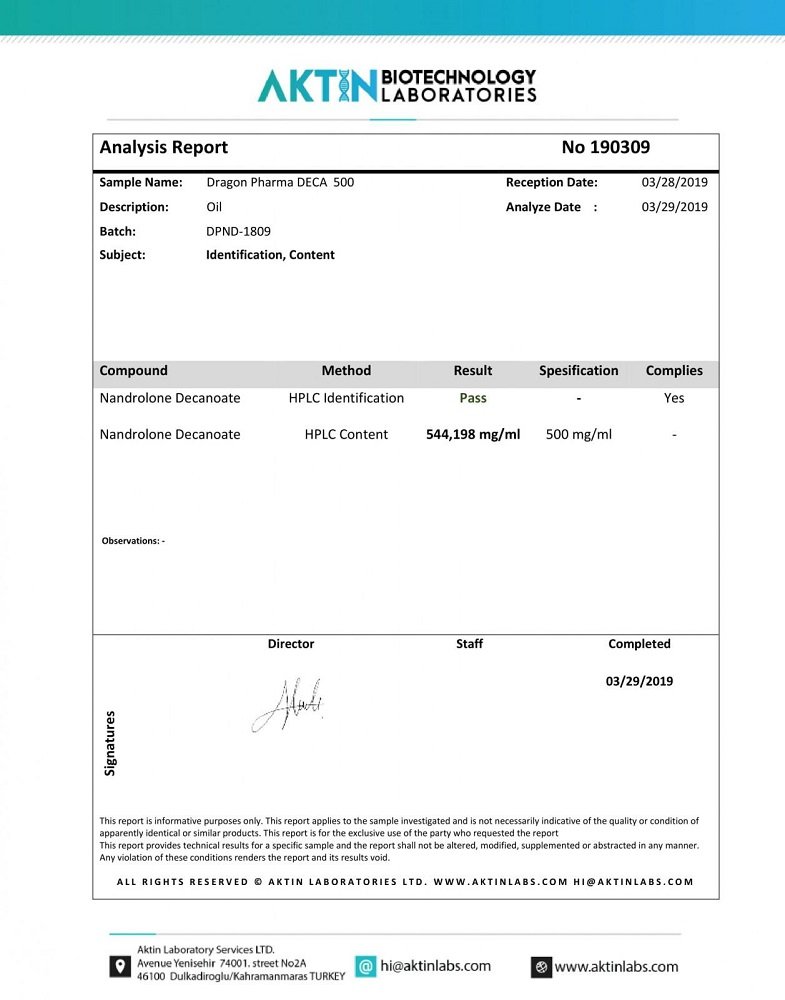 Deca 500 Lab Test