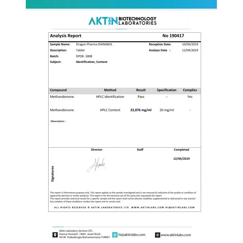 Dianabol 20 Lab Test