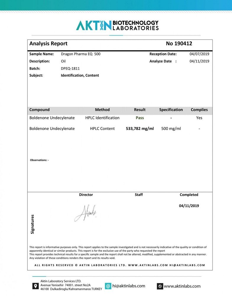 EQ 500 Lab Test