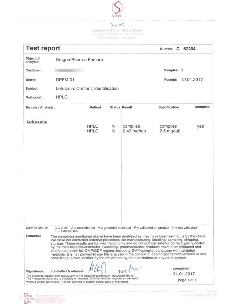 Femara Lab Test