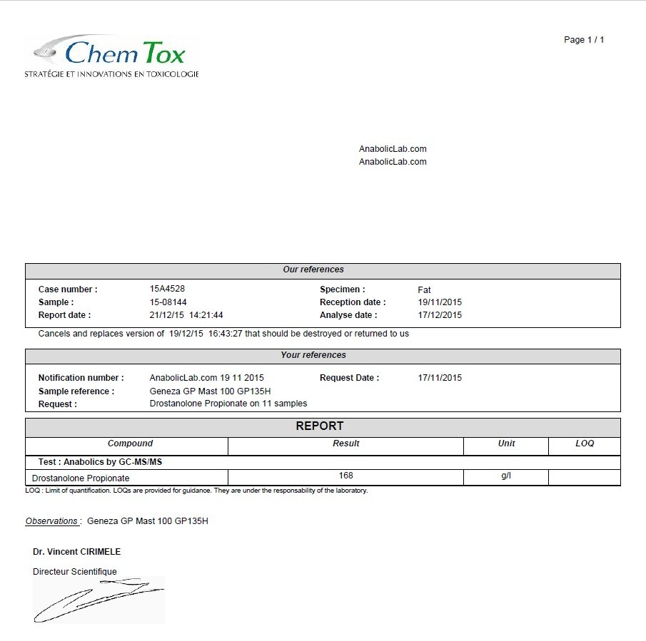 GP Mast 100 Lab Test