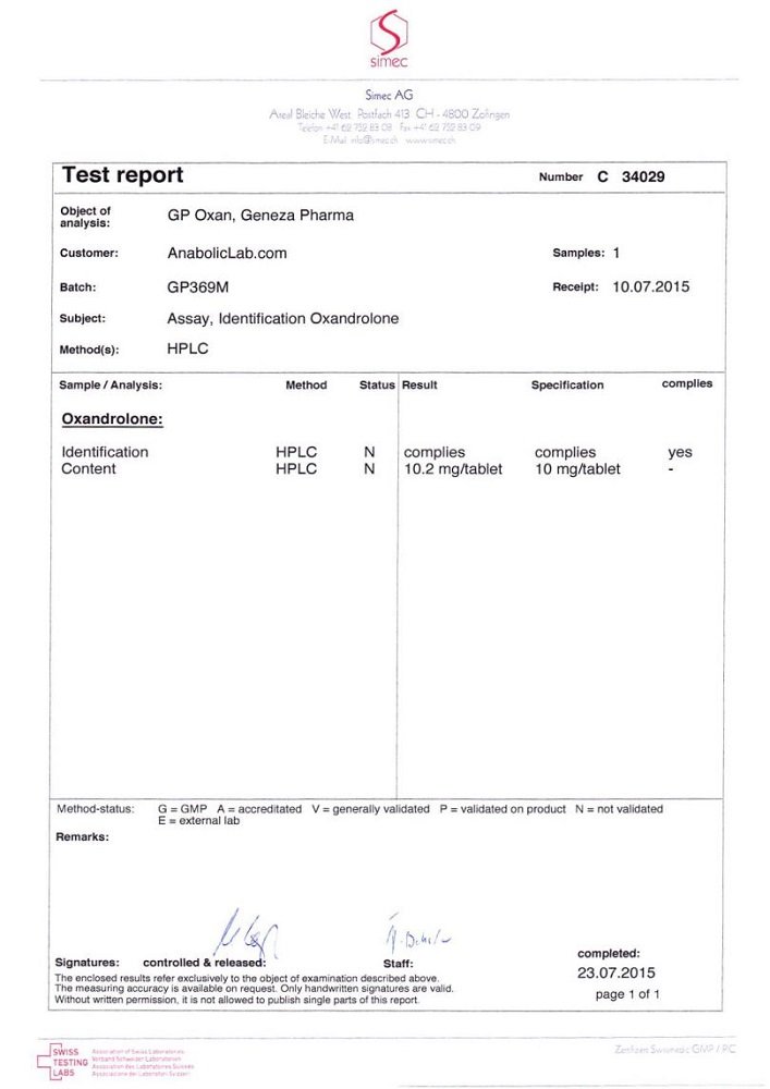 GP Oxan Lab Test