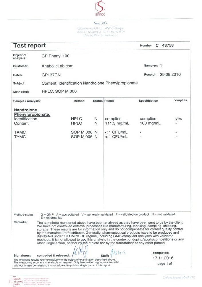 GP Phenyl 100 Lab Test