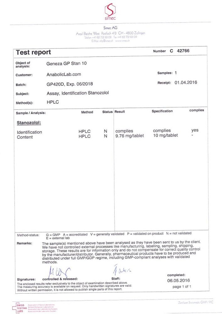 GP Stan 10 Lab Test