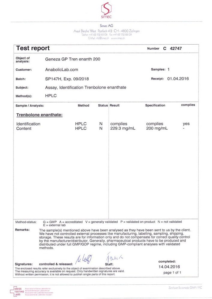 GP Tren Enanth 200 Lab Test