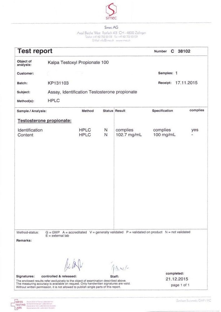Testoxyl Propionate Lab Test