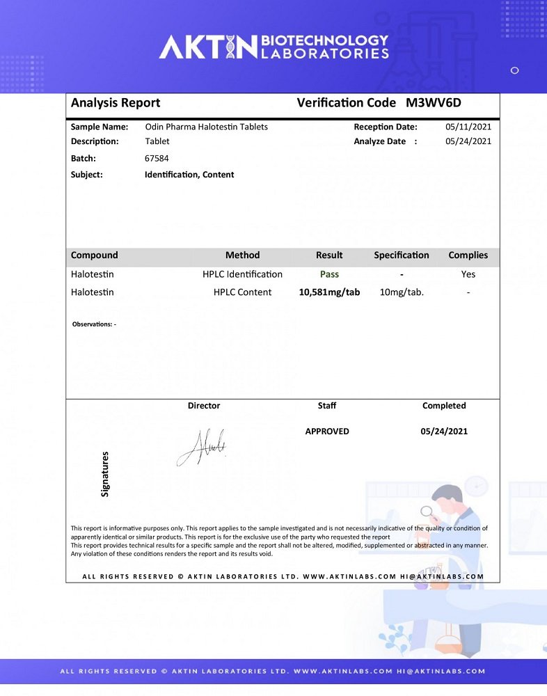 Odin Anabolics Halotestin Lab Test