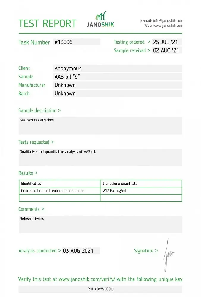 Odin Anabolics Trenbolone E200 Lab Test