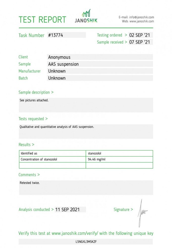 Odin Anabolics Winstrol 100 Lab Test