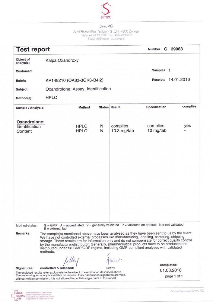 Oxandroxyl Lab Test