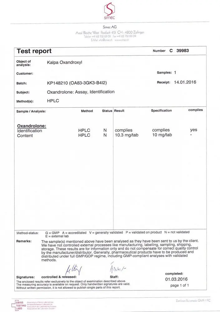 Oxandroxyl Lab Test