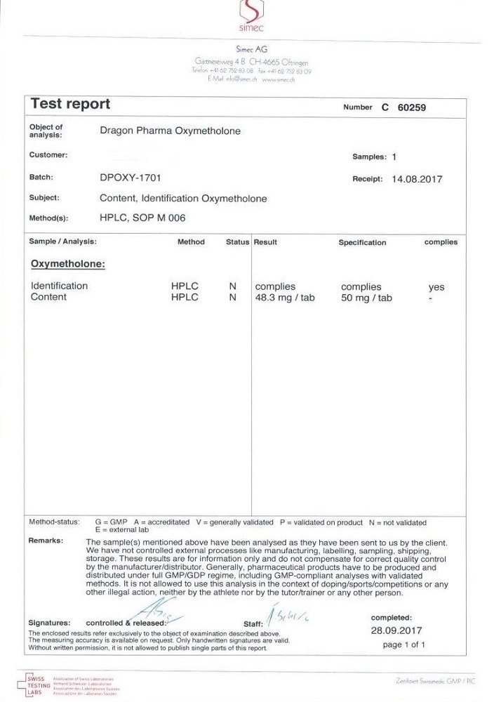 Oxymetholon Lab Test