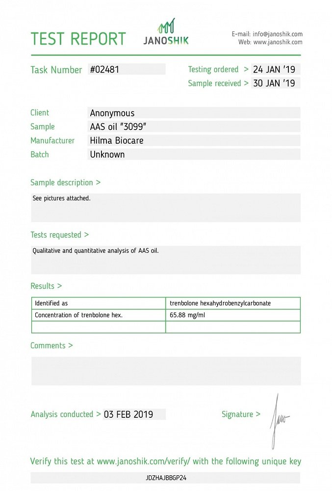 Hilma Parabolan Lab Test