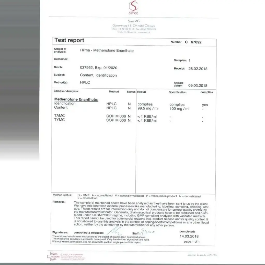 Methenolone Enanthate (Hilma) Methenolone Enanthate (Hilma)