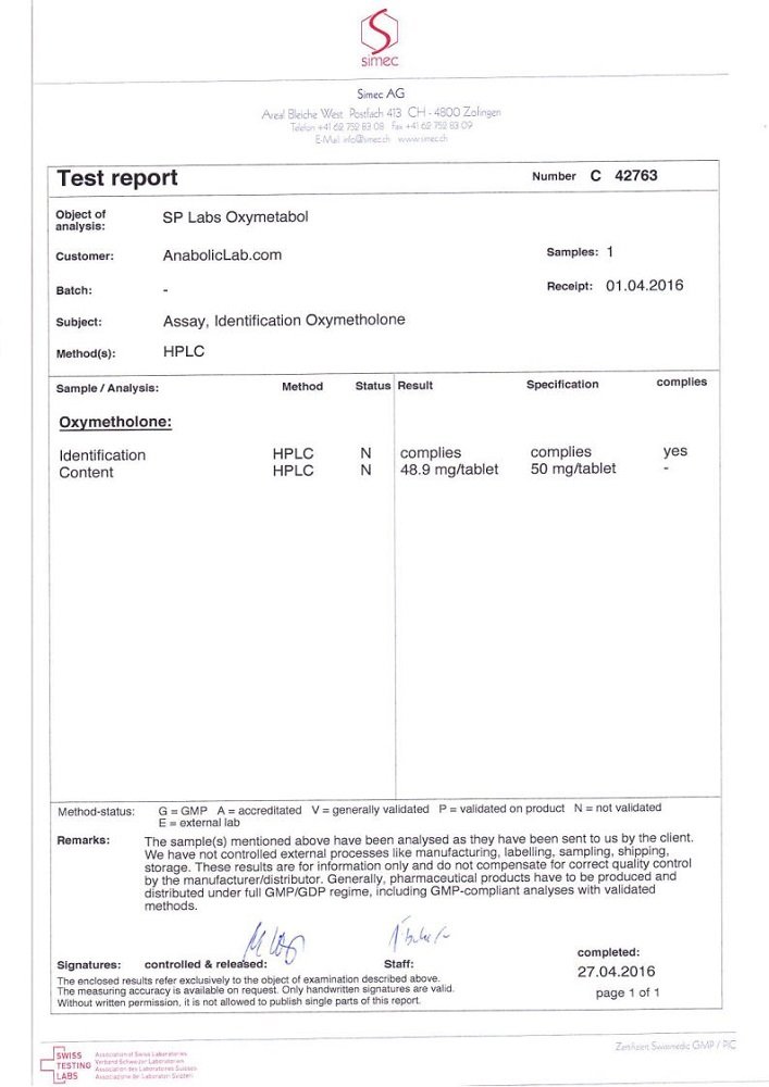 SP Oxymetabol Lab Test