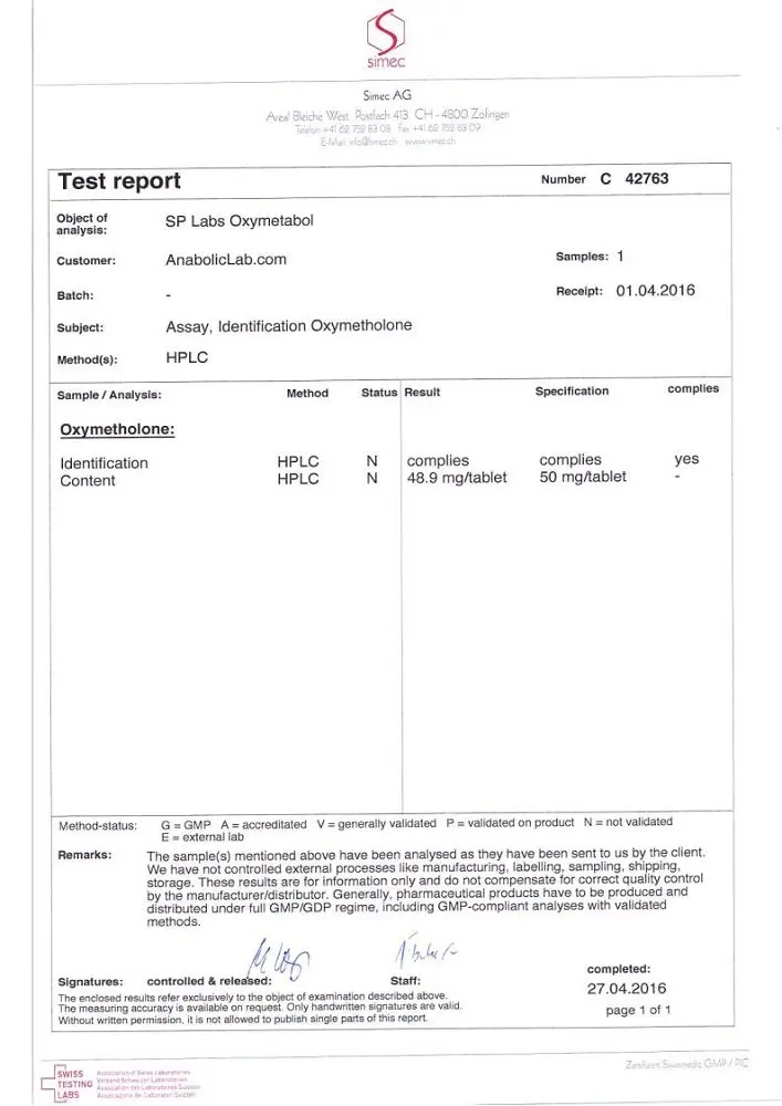 SP Oxymetabol Lab Test