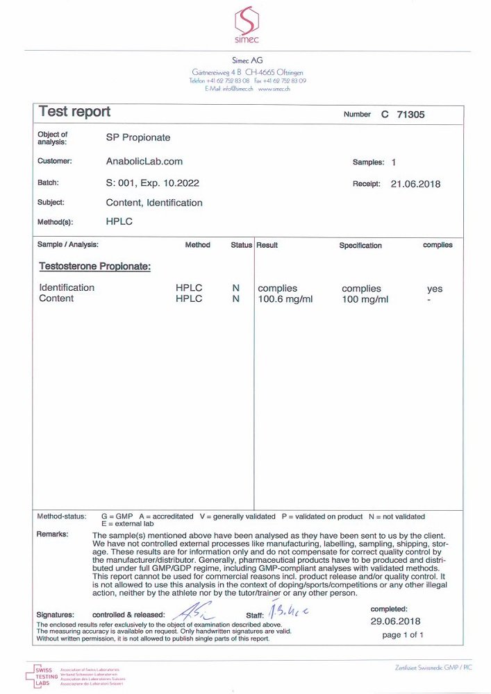 SP Propionate Lab Test