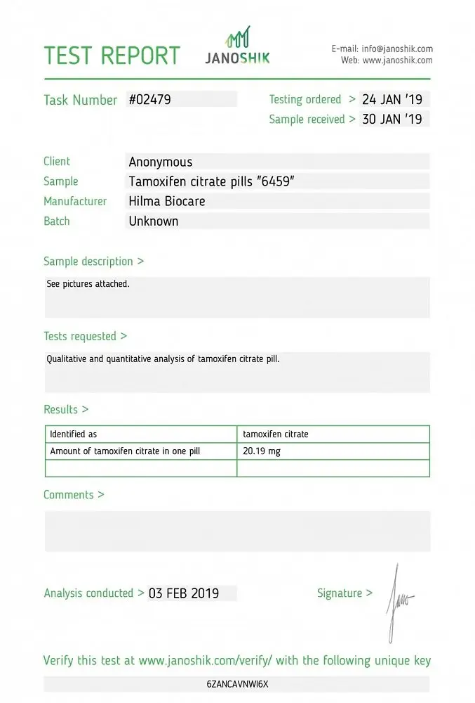 Hilma Tamoxifen Lab Test