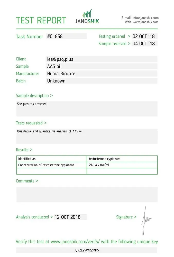 Hilma Testosterone Cypionate Lab Test