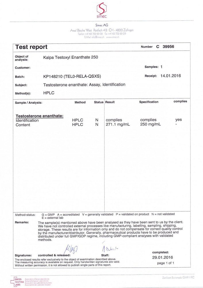 Testoxyl Enanthate Lab Test