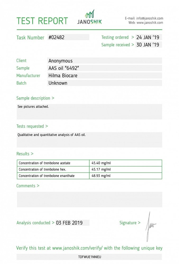 Hilma Trenbolone Mix Lab Test