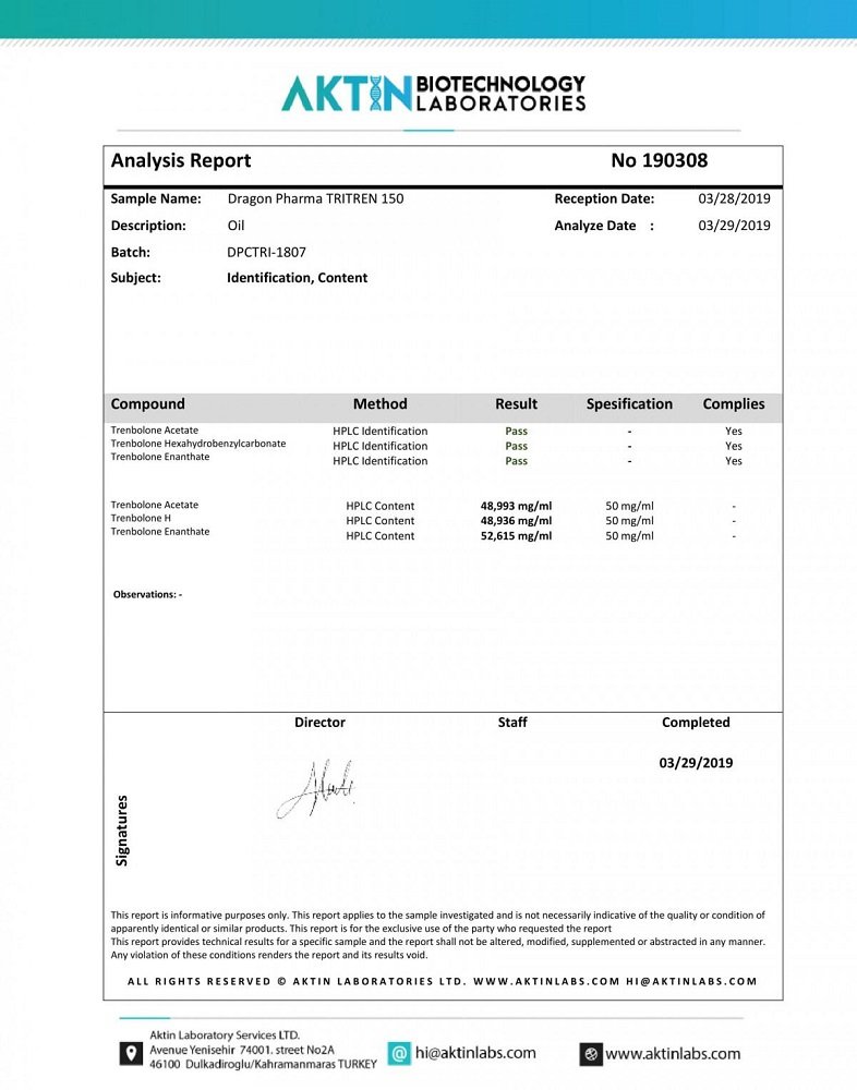 TriTren 150 Lab Test