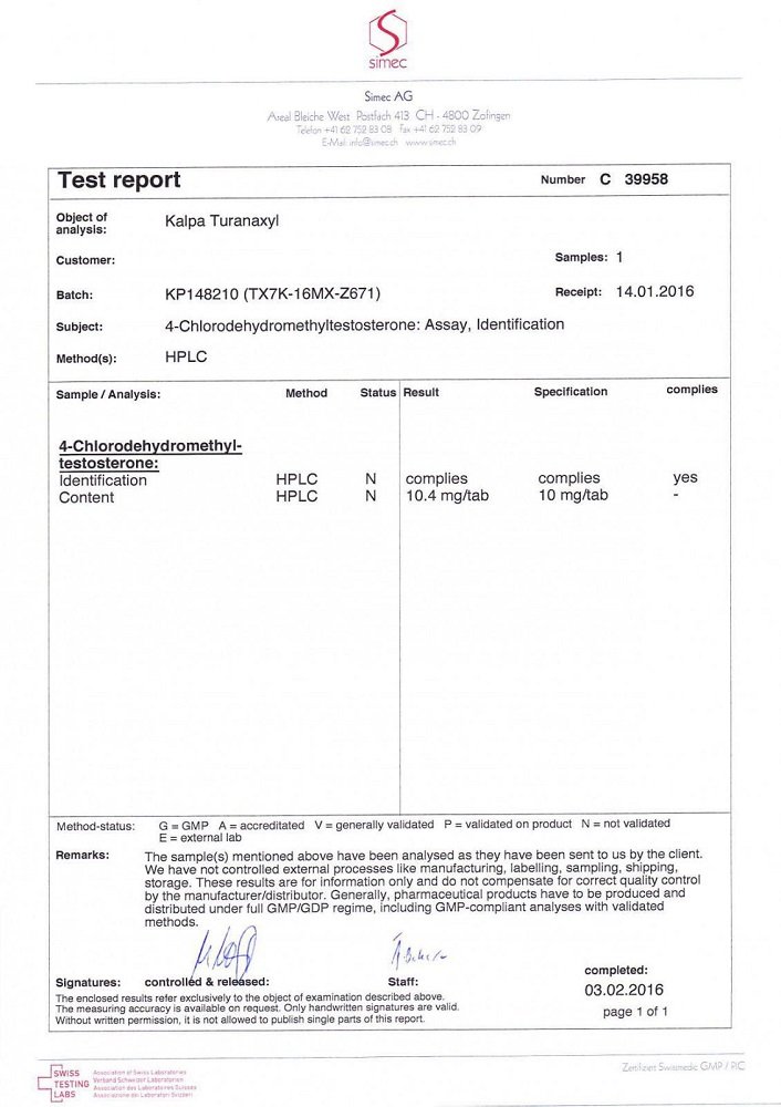 Turanaxyl Lab Test