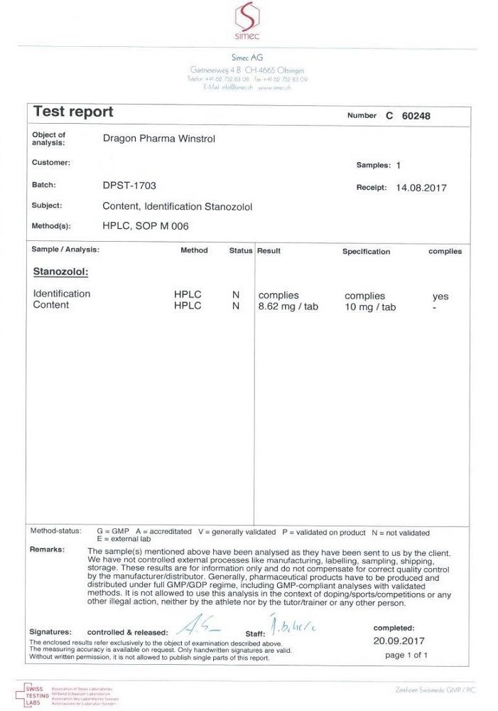 Winstrol 10 Lab Test