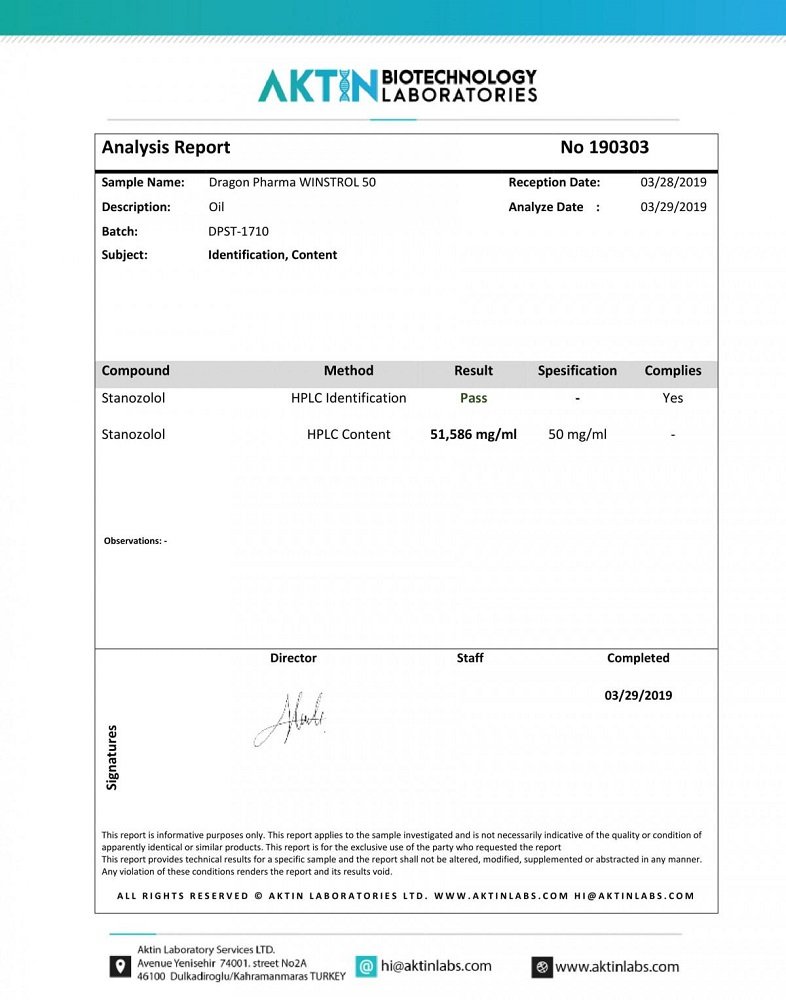 Winstrol 50 Lab Test