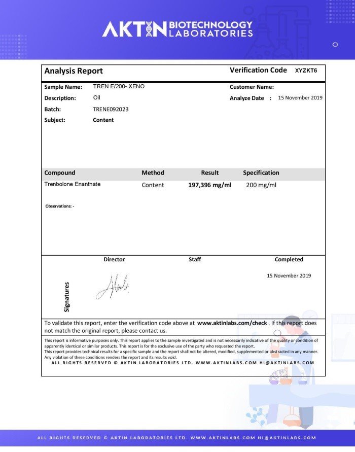 Xeno Tren E Lab Test