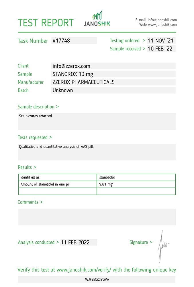 Zzerox Stanorox Lab Test